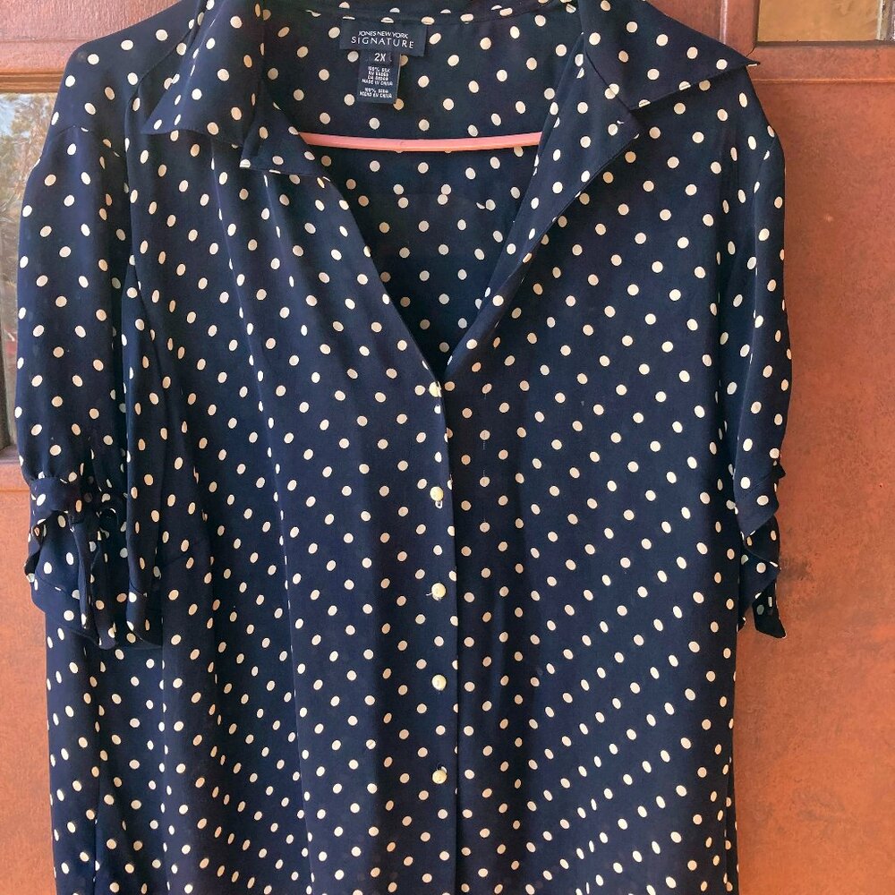 Jones New York two-piece  polka dot silk dress